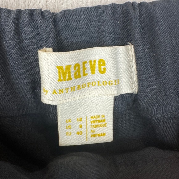 Maeve Anthropologie Black Dress Pants High Rise Cuffed Tapered Trousers Size 8 - Picture 2 of 11